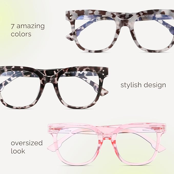 miyya Blue Light Glasses for Women & Men – Oversized UV & Blue Light Blocker Chunky Frames, Stylish Eyewear Accessories