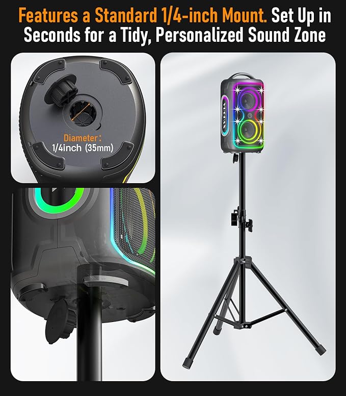 Large Bluetooth Speaker, 240W Peak Power Portable Party Speakers Bluetooth Wireless, 24H Playtime/Fast Charge/Bass Boost/RGB Lights/TWS/ IP65 Waterproof Outdoor Speaker for Party, Beach,Camping
