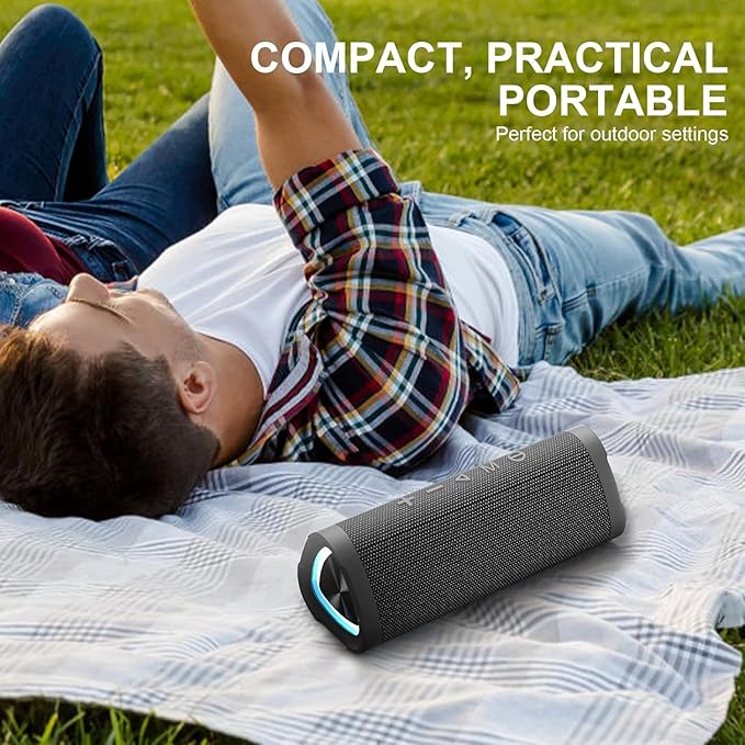 Vanzon Bluetooth Speaker, V40 Portable Bluetooth Speaker, IPX7 Waterproof Wireless Speaker with 24W Stereo Sound,TWS Pairing,24H Playtime and Colorful RGB Lights for Home,Outdoor,Party