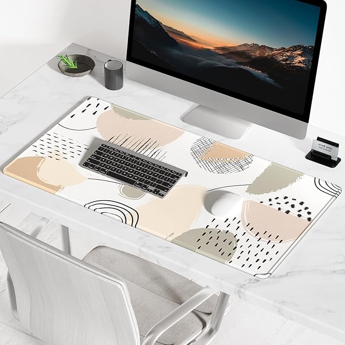BOSOBO Large Desk Mat, XXL Extended Gaming & Office Mouse Pad, Keyboard Mat, Full Cover 35.5 x 15.7 Inches, Abstract Paintings