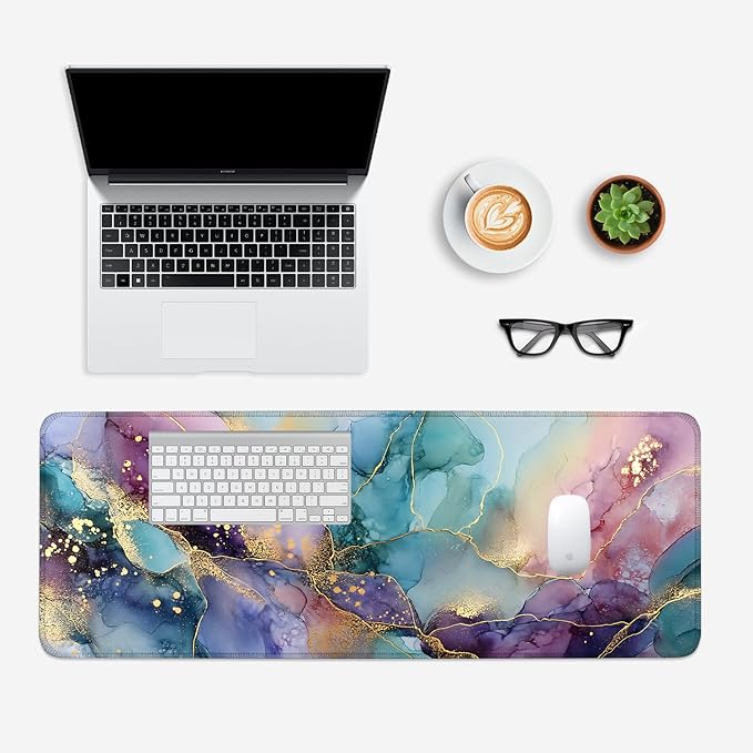 Mouse Pad, Large Anti-Slip with Stitched Edges Desk Mat Desktop Laptop Computer Desk Keyboard Mat,Table Protector Blotter Mat (Purple, 31.5" x 11.8")