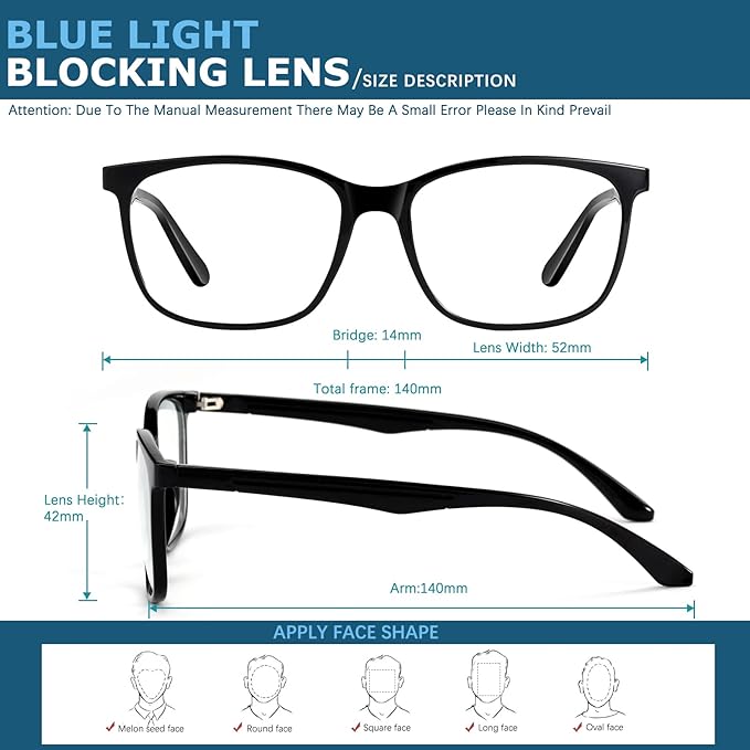 Oilway Blue-Light Blocking Glasses Computer Reading/Gaming/TV/Phones Glasses Fashion Anti Eyestrain Glasses for Women Men(B5 Black + White leopard print)