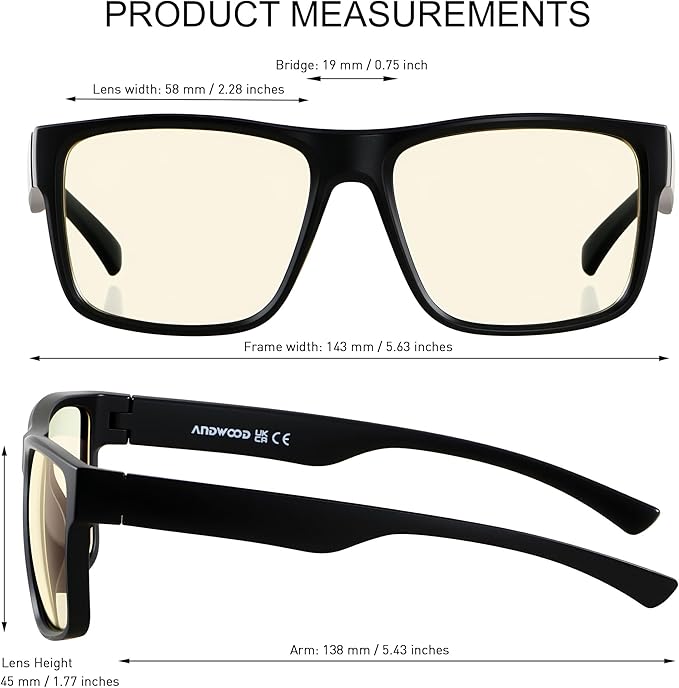 ANDWOOD Blue Light Blocking Glasses Men Women Computer TV Gaming AR Coatings Lens Improve Sleep Naturally Producing Melatonin