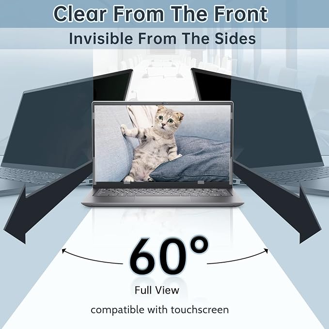 IPROKKO Laptop Privacy Screen 15.6 Inch 16:9 Aspect, Compatible with HP, Dell, Acer, Asus, Samsung, Lenovo More, Removable Privacy Filter, Anti Glare Blue Light Laptop 15 in Black Spy Security Shield
