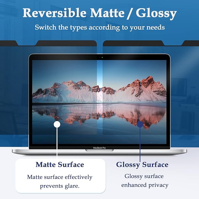 Magnetic Privacy Screen Designed for MacBook Pro 13 Inch (2016-2022, M1,M2) & MacBook Air 13In (2018-2021, M1), Removable Matte Anti Glare Blue Light Filter HD Clarity 13.3" Mac Laptop Private Shield