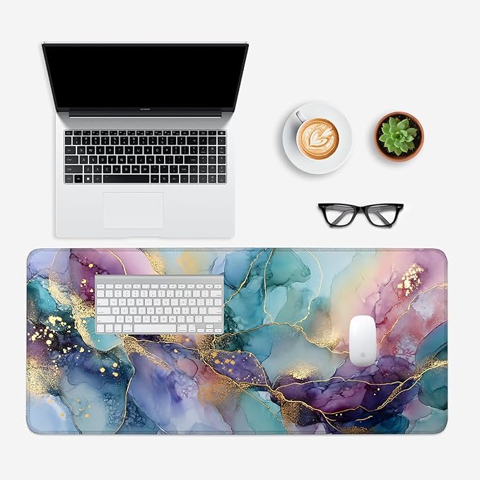 Mouse Pad, Large Anti-Slip with Stitched Edges Desk Mat Desktop Laptop Computer Desk Keyboard Mat,Table Protector Blotter Mat (Purple, 35.4" x 15.7")