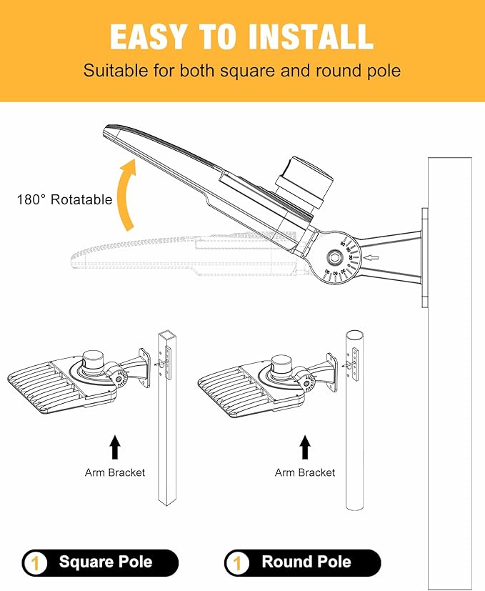 LED Parking Lot Light 150W (3 Packs), LED Shoebox Light with Arm Mount, 21000LM, 5000K Daylight, IP65 Waterproof, UL & ETL Certified, Dusk to Dawn, LED Area Light for Parking Lot and Roadway