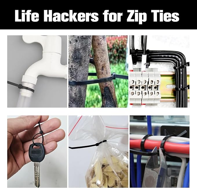 Zip Ties 6 inch, 1000 Pack Black Zip Ties, Self-Locking Nylon Cable Ties with 40 lbs Tensile Strength,Wire Ties for indoor and outdoor use. - Image 6
