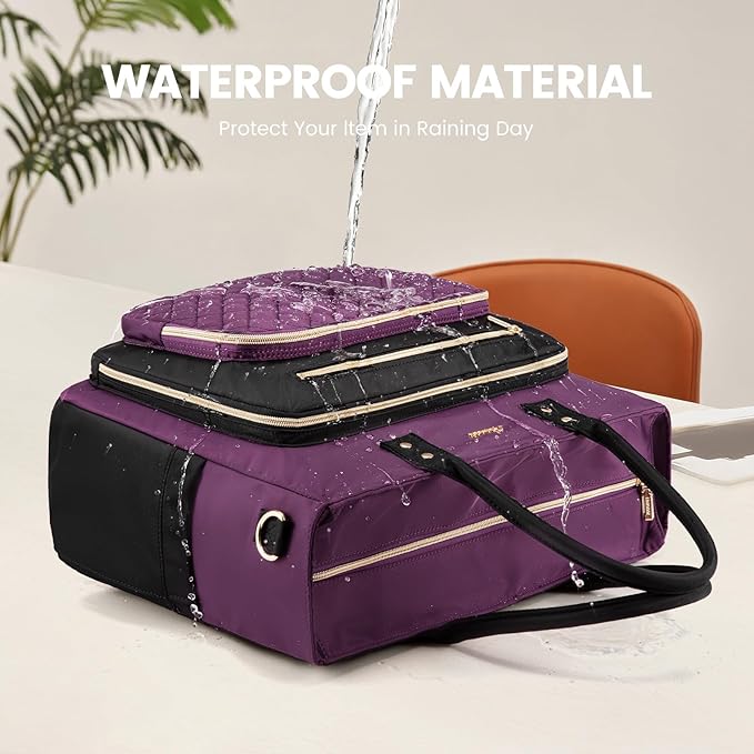LOVEVOOK Laptop Tote Bag for Women, Work Bags Laptop Bag Nurse Bags With Laptop Compartment, Professional Computer Briefcase With Large Cup Holder, Business Large Purses Handbag Gifts, 17.3 Inch