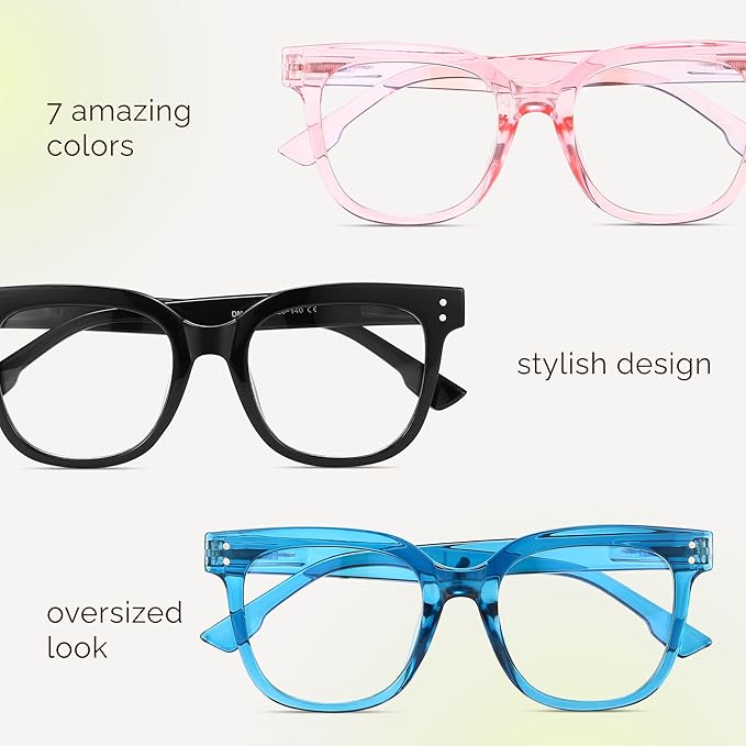 miyya Blue Light Glasses for Women & Men – Oversized UV & Blue Light Blocker Chunky Frames, Stylish Eyewear Accessories
