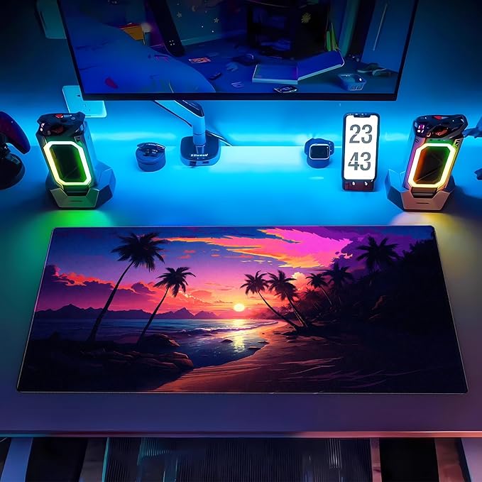 Sunset Beach Gaming Mouse Pad for Desk, Fantasy Ocean Art Desk mat Extended Large Desk Pad ,XXL Mouse pad for Home or Office Computer Laptop 31.5 X 15.7 inch