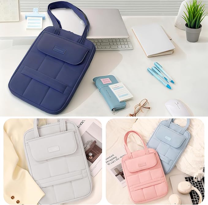 Puffy Laptop Sleeve 13-14 inch, Ultra Lightweight Laptop Case Compatible with MacBook Air/Pro 13/Pro 14 M5 M4 M3 M2 M1, iPad, HP Dell ASUS Lenovo, Vertical Laptop Bag with Handles, Navy Blue | 14.37"x10.24"x1.38"