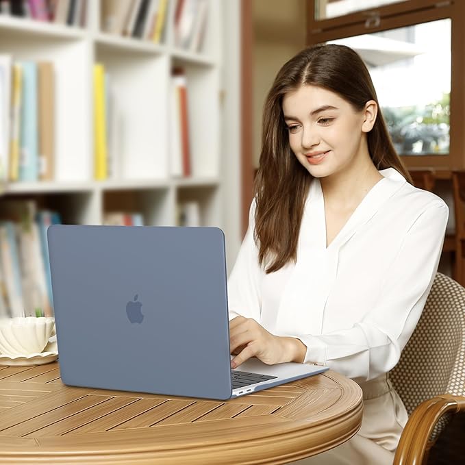 MOSISO Compatible with MacBook Air 13 inch Case M1 Chip 2021-2018 Release A2337 A2179 A1932, Plastic Hard Shell&Keyboard Cover&Screen Film&Storage Bag for MacBook Air 13.3 inch Case, Haze Blue