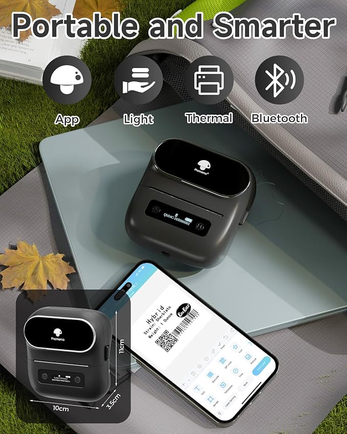Phomemo Label Printer, M220 Thermal Bluetooth Barcode Label Maker, for Home, Office, School with Printer Case, Compatible with Phone & Laptop