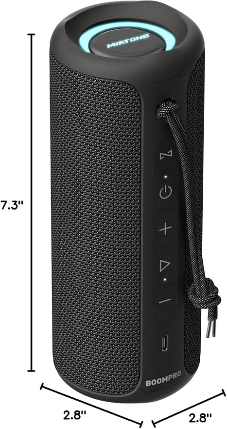 MIATONE Bluetooth Speakers 36W TWS Portable Speaker with Stereo Sound Bass, Bluetooth 5.3 Wireless USB Type C Outdoor, 5000mAh 24H Playtime IPX7 for Present, Boy Friend Gifts for him (Black)