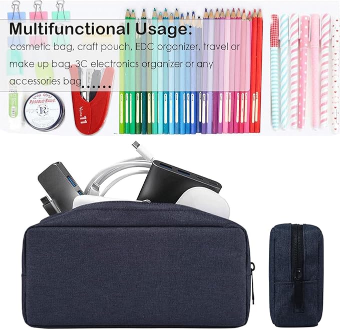 Electronic Organizer Travel Cable Accessories Bag, Electronic Organizer Case, Electronic Accessories Organizer Bag for Cable, Cord, Charger, Phone, Power Bank, Earphone (Big-Navy Blue)