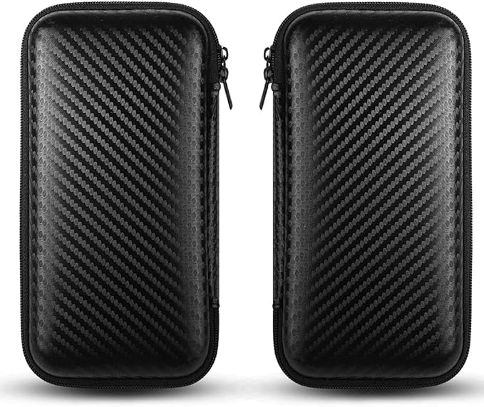 iMangoo Travel Essential Electronics Organizer Charger Case, Shockproof Dual Zipper Power Bank Cables Tech Accessories Pouch Purse, Men & Women Travel Must Have Storage Bag, 6.5x3.2x1 inch Fiber Black