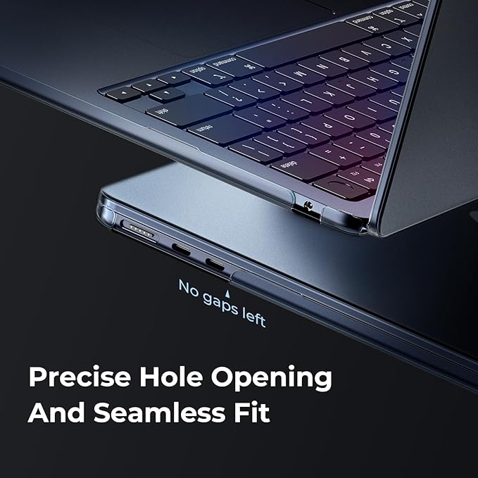 EooCoo Case Compatible with MacBook Air 13 inch M5 2026-2022 Release M4 M3 M2 A3449 A3240 A3113 A2681, Hard Shell&Keyboard Skin Cover&Screen Protector for Mac Air 13.6 inch, Matte Midnight