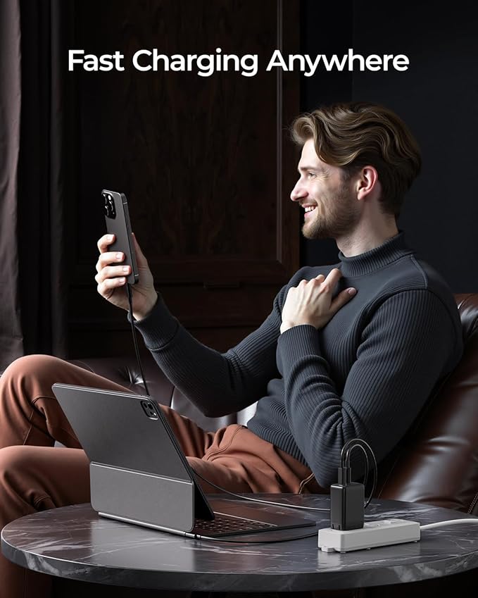 67W USB C Charger, 3-Port GaN Fast Charging Block with Foldable Plug, Compatible with MacBook Pro/Air, iPad Pro, iPhone 16/15/Pro, Galaxy S25/S24, Note20, Pixel, Apple Watch, (Black)