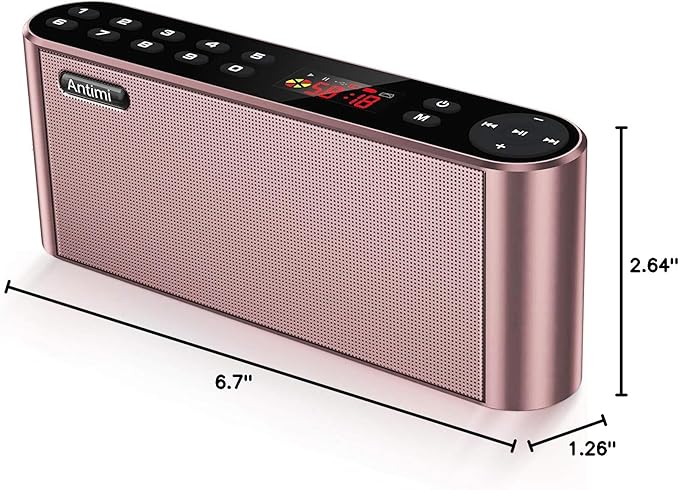 Antimi Bluetooth Speaker,FM Radio Player,MP3 Player Stereo Portable Wireless Speaker Drivers with HD Sound, Built-in Microphone, High Definition Audio and Enhanced Bass(Black) (Pink)