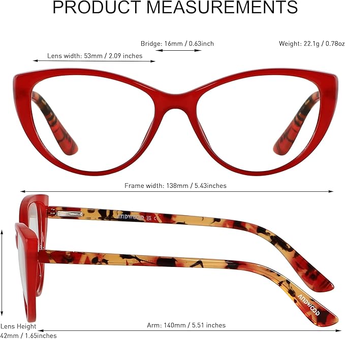 ANDWOOD Blue Light Blocking Glasses Women Bluelight Blocker Computer Cateye Clear Cat Eye Eyeglasses Frame AR003