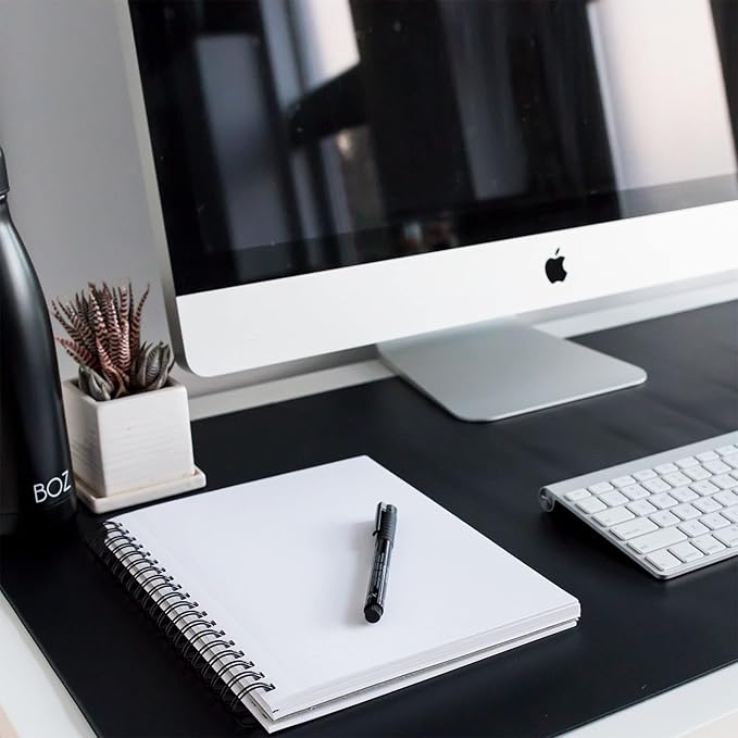 ZBRANDS Leather Desk Mat for Keyboard and Mouse 36" x 20", Midnight Black Desk Pad, Extended Non-Slip Rectangular Keyboard Pad, Laptop and Desktop Computer Keyboard and Mouse Pad, Desk Blotter Mat