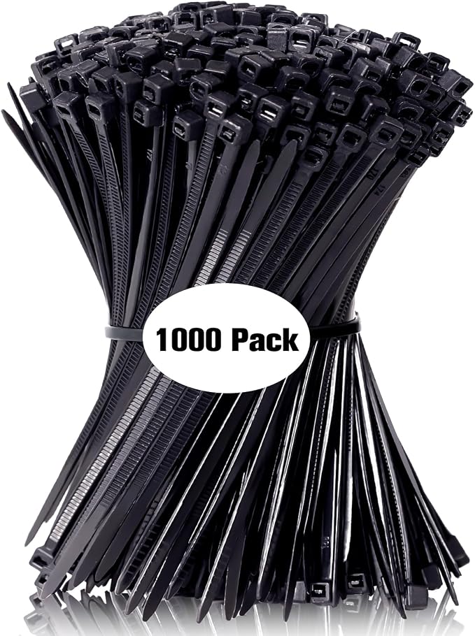 Zip Ties 8 inch, 1000 Pack Black Zip Ties, Self-Locking Nylon Cable Ties with 40 lbs Tensile Strength,Wire Ties for indoor and outdoor use. - Image 8