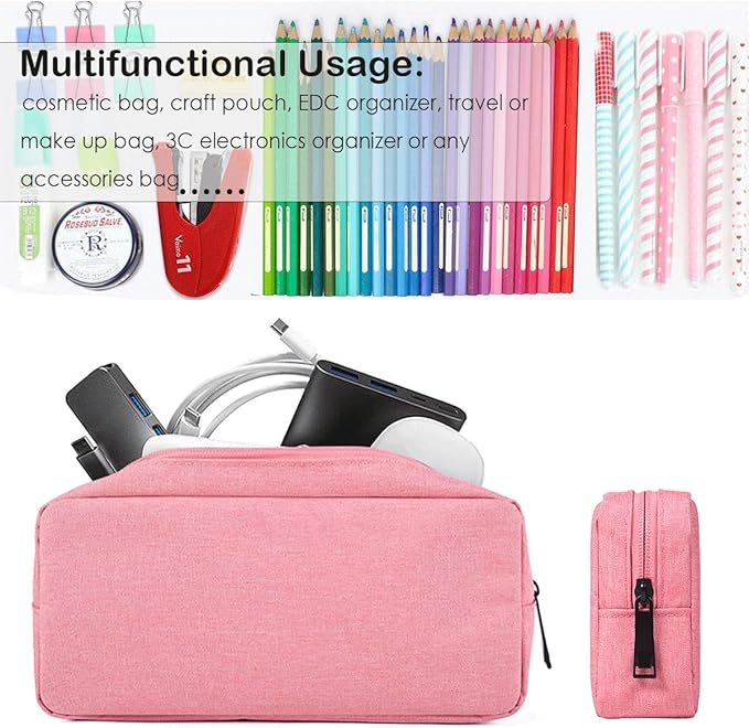 Electronic Organizer Case, Travel Cable Organizer Bag Pouch Electronic Accessories Carry Case Waterproof Electronic Accessories Bag for Cable, Cord, Charger, Power Bank, Earphone (Big-Pink)