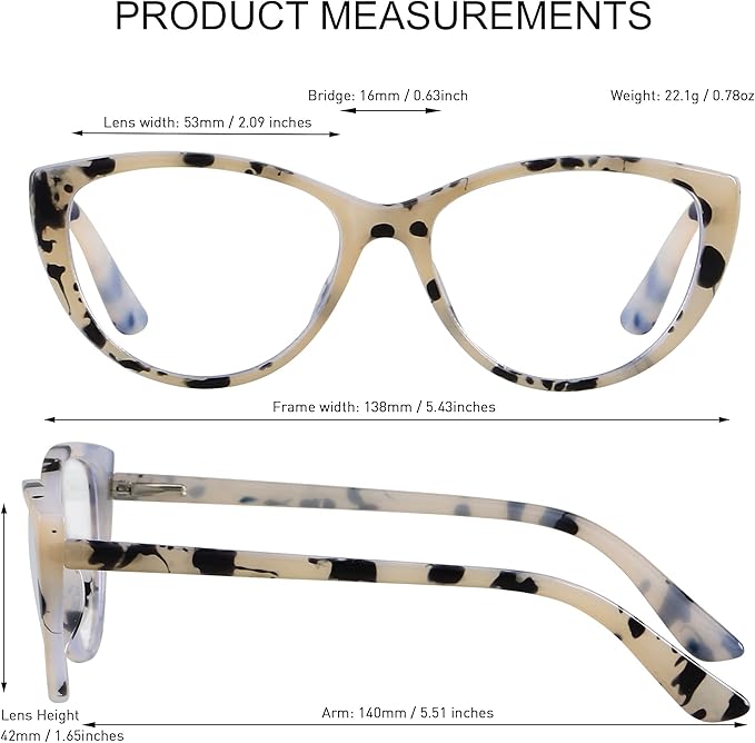 ANDWOOD Blue Light Blocking Glasses Women Bluelight Blocker Computer Cateye Clear Cat Eye Eyeglasses Frame AR003