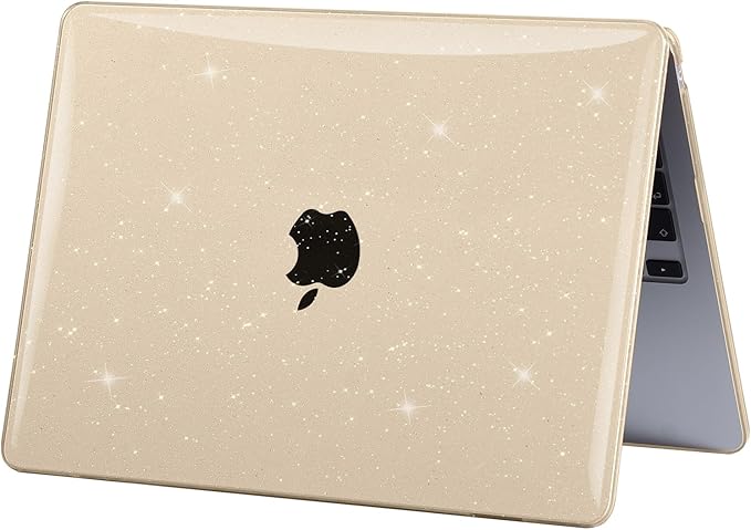 EooCoo Case Compatible with MacBook Air 13 inch M5 2026-2022 Release M4 M3 M2 A3449 A3240 A3113 A2681, Glitter Hard Shell&Keyboard Skin Cover&Screen Protector for Mac Air 13.6 inch, Sparkly Starlight