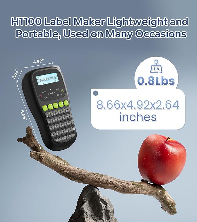 Label Maker Machine with-Tape, Label Maker Waterproof-Labels, Wire Labeler Machine with Tapes Laminated, H1100 Handheld Labeling Maker, Backlit-LCD & One-Touch Key, Home Industrial Office Organization