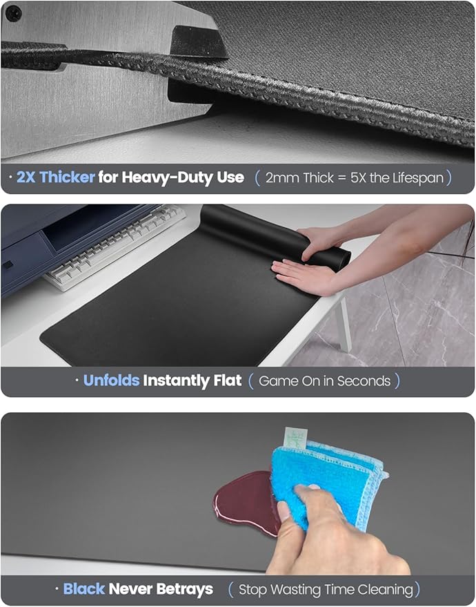Vaydeer Wrist Rest for Keyboard and Mouse with Desk Mat, 3-in-1 Computer Ergonomic Wrist Support Set, Memory Foam Extended Desk Pad for Typing and Gaming, Arm Palm Hand Laptop Cushion Office Home