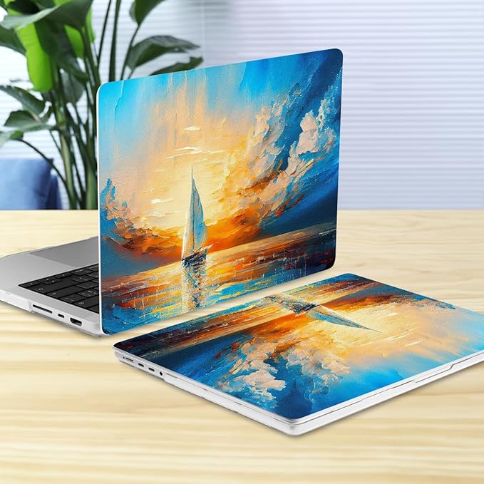 Batianda for MacBook Pro 14 Inch Case 2026-2021 Release M5 M4 M3 M2 M1 Pro/Max, 1.2mm Slim Graphic Hard Shell Cover with Keyboard Cover, Screen Protector 4-in-1 Bundle, Sail