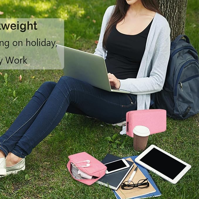 Electronics Organizer Travel Bag, Small Cable Organizer Case Waterproof Accessories Pouch, Travel Electronic Carrying Case for Cable, Cord, Charger, Phone, Power Bank, Earphone (Small-Pink)