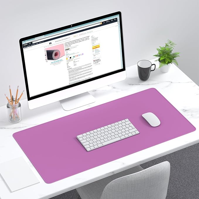 Dapesuom Large Gaming Mouse Pad, Extended Mouse Mat with Stitched Edges, Full Size Keyboard Pad with Non-Slip Base, Big XXL Computer Desk Mats for Gamer, Laptop, Office, 31.5 x 15.7in, Radiant Orchid
