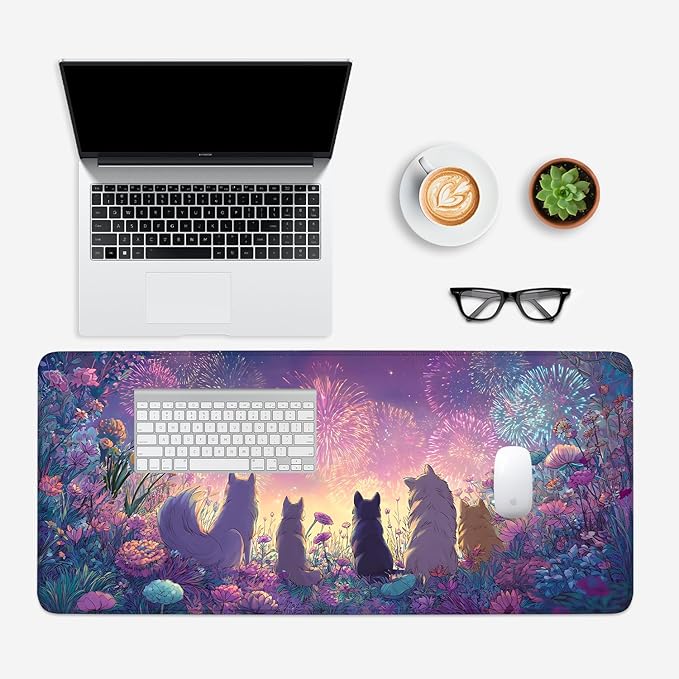 Mouse Pad, Large Anti-Slip with Stitched Edges Desk Mat Desktop Laptop Computer Desk Keyboard Mat,Table Protector Blotter Mat (Dog, 35.4" x 15.7")