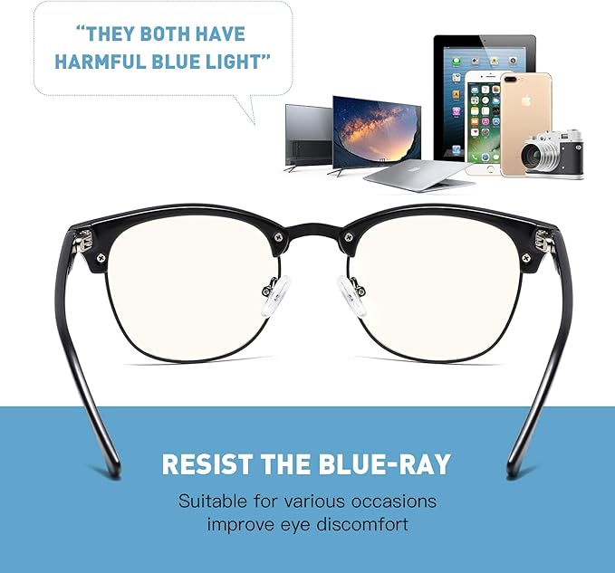 Blue Light Blocking Glasses Retro Semi Rimless UV400 Clear Lens Computer Eyewear For Men Women