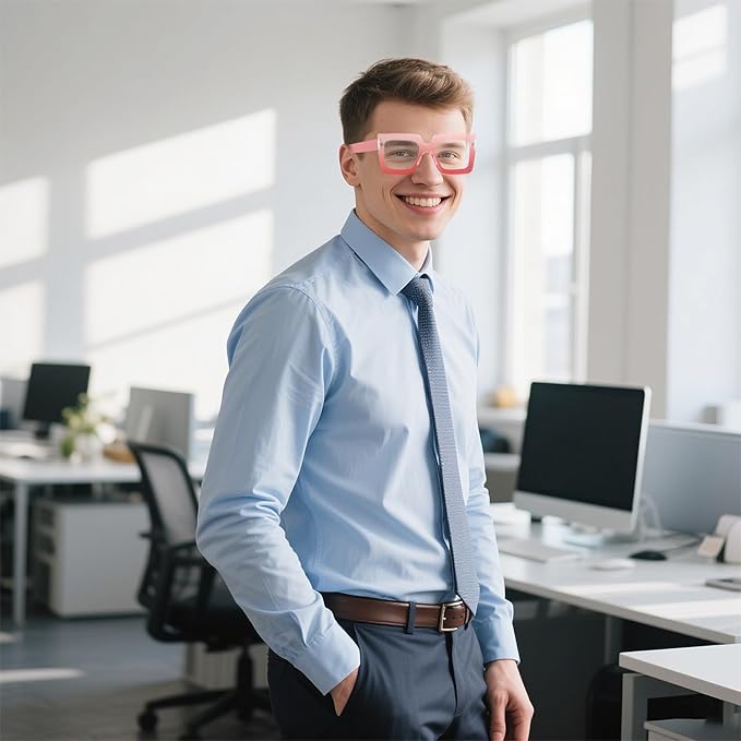 hoyuwak Oversized Square Blue Light Glasses Big Frame Computer Eyewear Thick Fashion Clear Glasses for Women Fashion