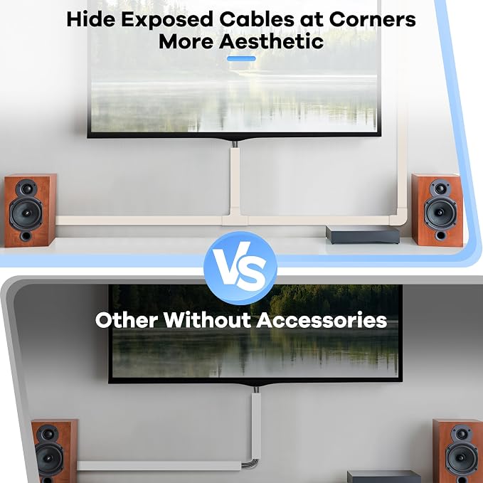 126in Cord Hider Kit, Wire Hiders for TV on Wall, Paintable Cable Management Kit, Wire Cover for Wall Mount TV, Hide Wires Along Wall, Beige Cord Cover Wall Wire Management, 8xL15.7in W0.95in H0.55in - Image 7