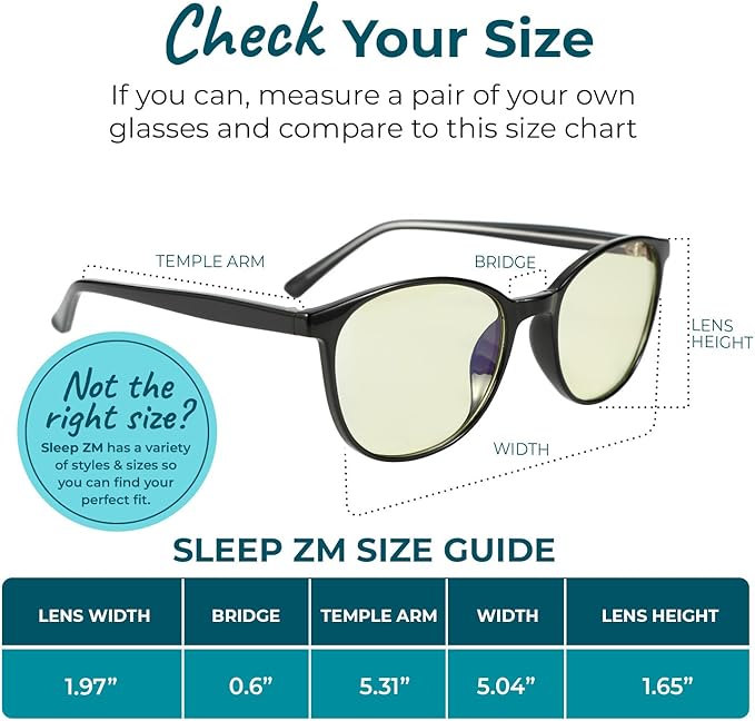 Sleep ZM Blue Light Blocking & Light Sensitivity Glasses - 8 Lens Types for Comfort, Relaxation, Sleep & Relief - 50+ Styles