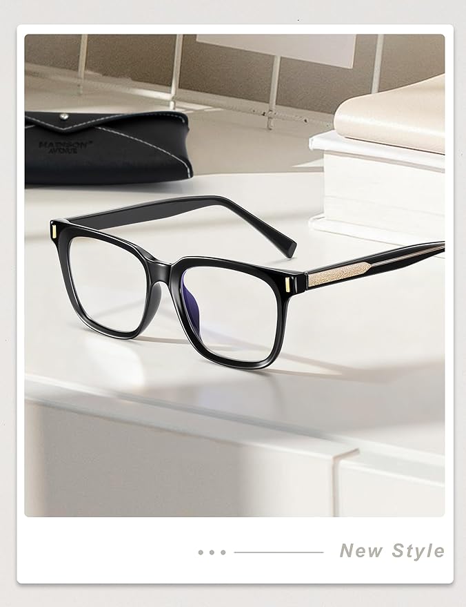Madison Avenue Trendy Sqaure Blue Light Blocking Glasses for Women with Case, Stylish Anti Glare Glasses for Computer