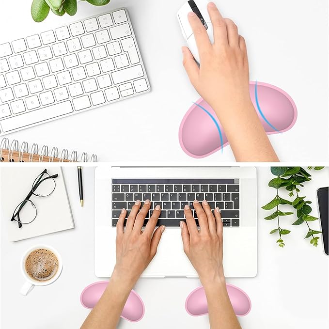 Dapesuom Mouse Wrist Rest, Ergonomic Memory Foam Mouse Wrist for Computer Desk Mats Support, PU Leather Hand Rest Pad Cushion for Gaming, Laptop, Men, Women, Pain Relief & Easy Typing, Rose Pink
