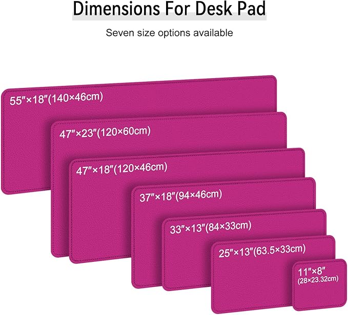 Dual Sided Leather Desk Mat - Waterproof Desk Pad - Ideal for Large Mouse Pad and Desk Mats on Top of Desks (Rose, 25"*13")
