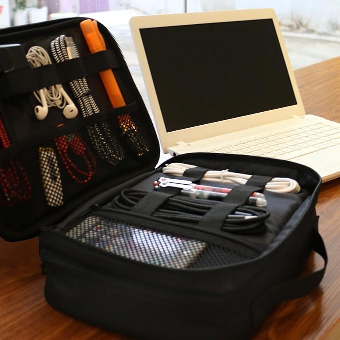 MATEIN Electronics Organizer Travel Case, Water Resistant Cable Organizer Bag for Travel Essentials, Gifts for Men, Storage Bag for Camera Accessories, Phone, Cord & Tablet, Black - Image 9