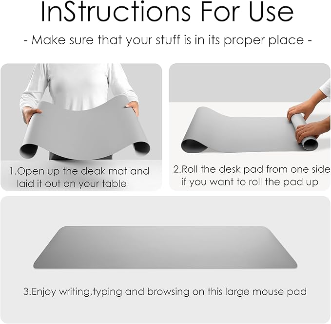 WAYBER Leather Desk Pad Protector, Waterproof Mouse Pad, PU Desk Mat, Office Desk Cover, Desk Writing Mat for Office/Home/Work/Cubicle (Brown/Gray) 23.6x13.7in