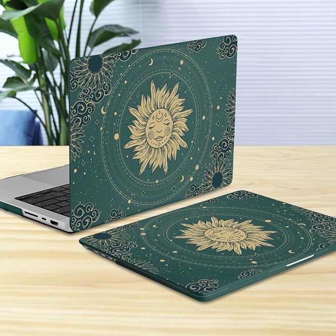 Batianda for MacBook Pro 14 Inch Case 2026-2021 Release M5 M4 M3 M2 M1 Pro/Max, 1.2mm Slim Graphic Hard Shell Cover with Keyboard Cover, Screen Protector 4-in-1 Bundle, Sun Goddess