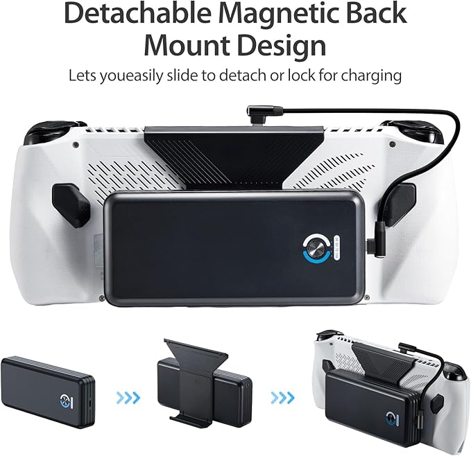 SiWiQU 20000mAh Magnetic Power Bank for ROG Ally, 65W Fast Charging Portable Battery Bank, External Battery Pack with Detechable Magnetic Back & Dual USB Cable, Support 30W Turbo Operating Mode.