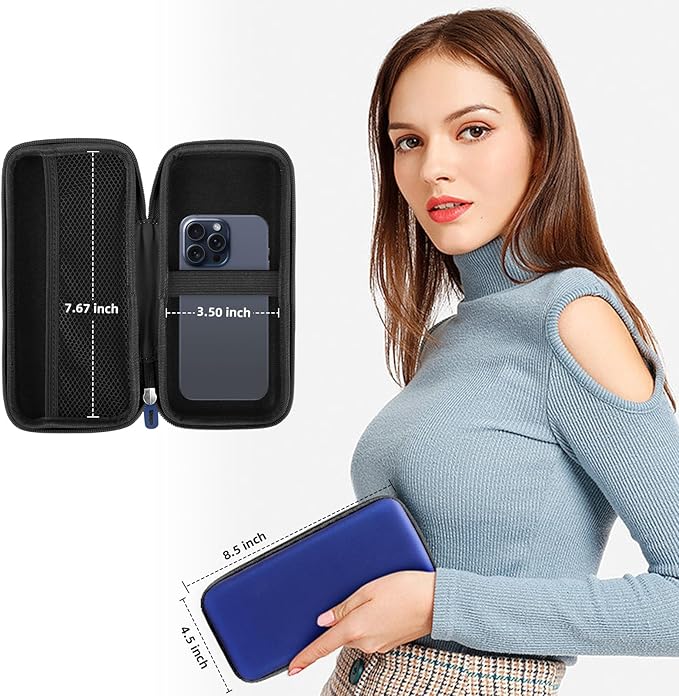 iMangoo Travel Essential Electronics Organizer Charger Case, Shockproof Dual Zipper Power Bank Cables Tech Accessories Pouch Purse, Men & Women Travel Must Have Storage Bag, 8.5x4.5x2 inch Dark Blue