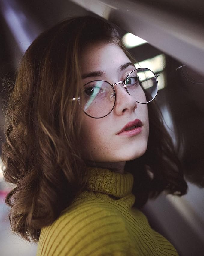 HJSTES Round Blue Light Glasses for Women Men Retro Circle Clear Lens Metal Frame Eyeglasses