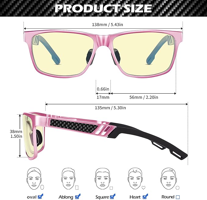 ANYLUV Blue Light Blocking Glasses Men Computer Gaming Glasses Lightweight Al-Mg Metal Anti Eyestrain Eye Protection